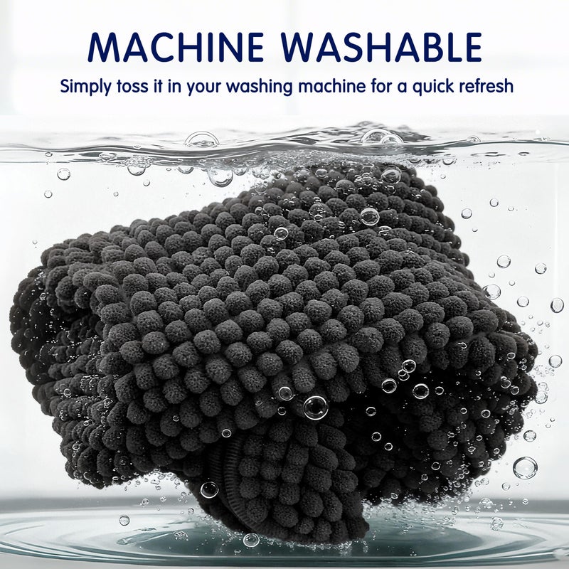 SUBRTEX Bathroom Rugs, 24" x 60" Chenille Bath Rug Soft Short Plush Bath Mat Soft Shower Mat Water Absorbent Shower Mat Quick Dry Machine Washable, Black - Image 5